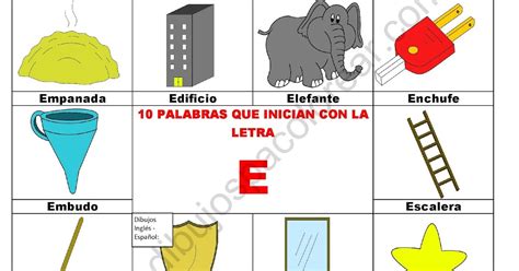 10 Palabras U Objetos Que Inician Con La Letra E