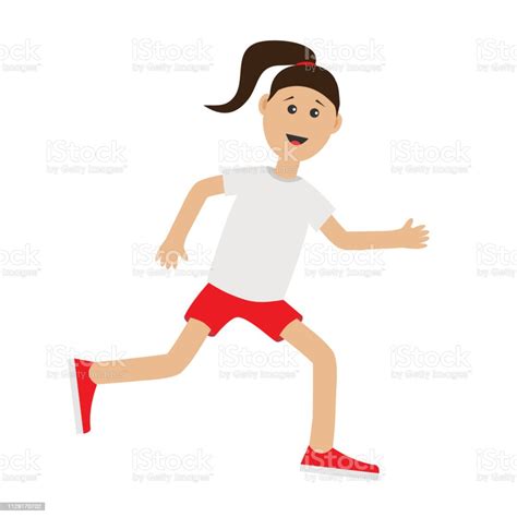Funny Cartoon Running Girl Cute Run Woman Jogging Lady Runner Fitness
