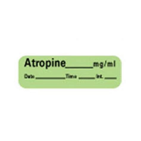 Timemed A Div Of Pdc Label Atropine Anesthesia 1 12x12 Permanent Gr