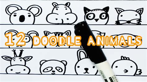12 Easy And Cute Animal Doodle Youtube