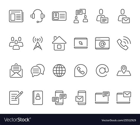Outline Contacts Icons Mobile Phone Contact Icon Vector Image
