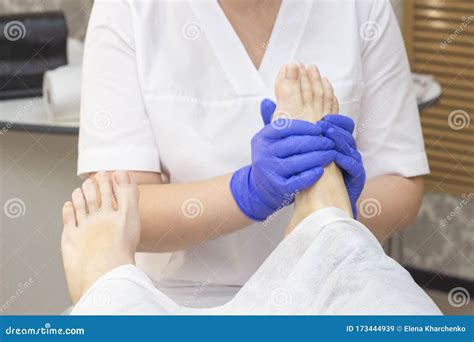 Foot Massage In Spa Salon Closeup Foot Massage Relax Skin Care Stock