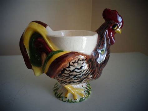 Vintage Ceramic Rooster Planter 1950s Hand Painted Etsy Ceramic