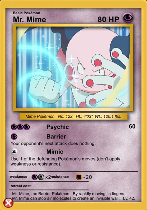 It is known as the barrier pokémon. Mr. Mime | Pokemon cards, Mr mime, My pokemon