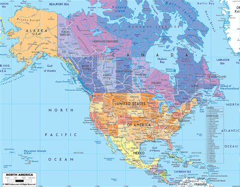 Detailed Clear Large Political Map of North America - Ezilon Maps