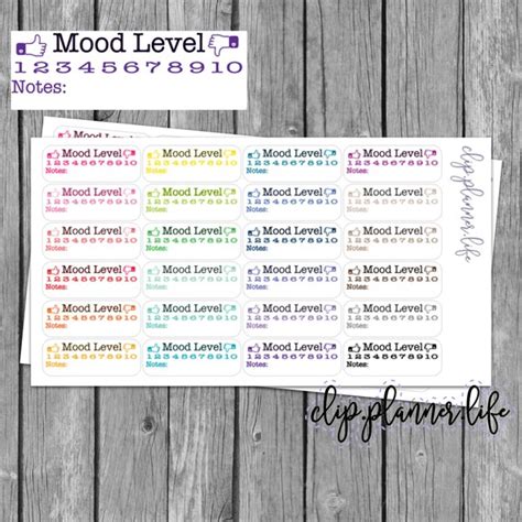 Mood Level Tracking Planner Stickers By Clipplannerlife On Etsy