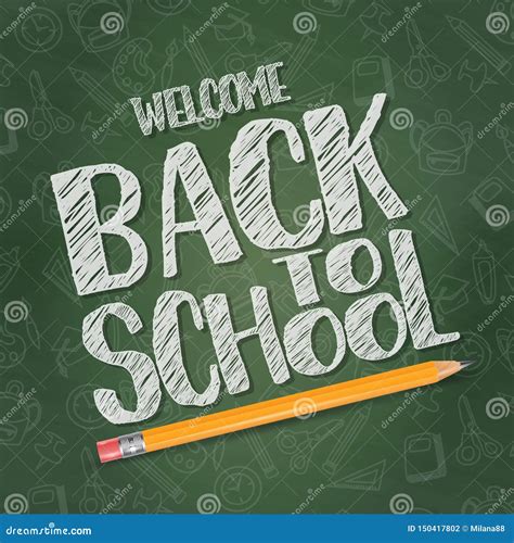 Welcome Back To School Vector Banner With Chalk Stylized Text On A