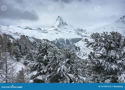 Matterhorn Mountain In Front Of A Cloudy Sky Stock Photo Image Of