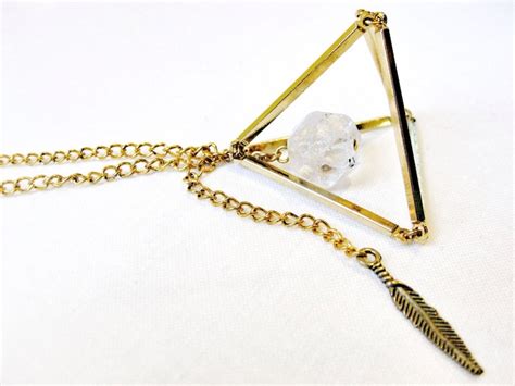 Gold Geometric Necklace Abstract Prism Triangle Prism Bar Etsy