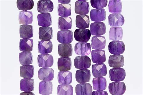 Genuine Natural Amethyst Loose Beads Grade Aaa Faceted Cube Etsy