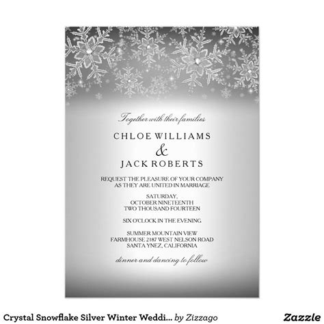 Crystal Snowflake Silver Winter Wedding Invitation Zazzle Winter