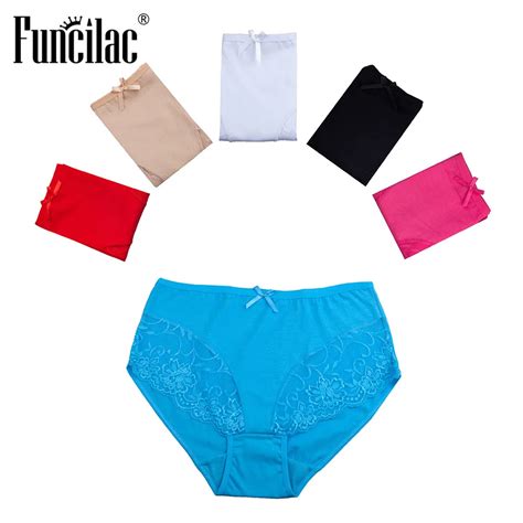 Funcilac Womens Underwear Cotton Plus Size Seamless Panties Mid Waist Briefs Knickers Lingerie