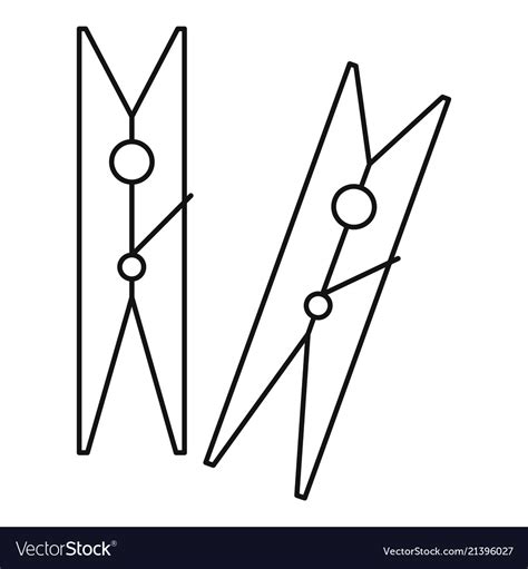 Clothes Pegs Icon Outline Style Royalty Free Vector Image