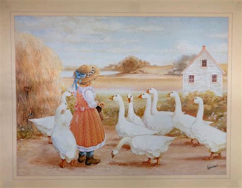 Laforet Girl With Nine Geese 1987 Unframed Vintage Print Etsy