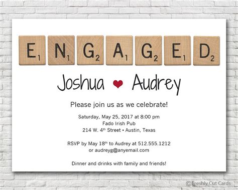 Engaged Scrabble Invitation Printable Or Printed W Free Etsy