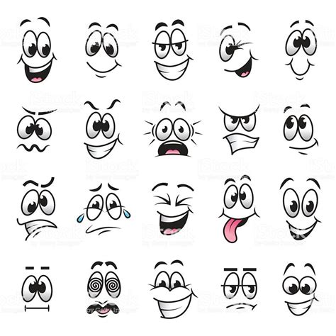 Cartoon Faces Expressions Vector Set Lizenzfreies Cartoon Faces Expressions Vector Set Stock
