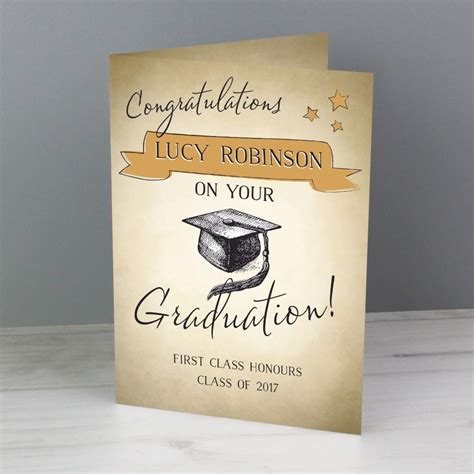 The Front Of This Stylish Graduation Card Can Be Personalised With A