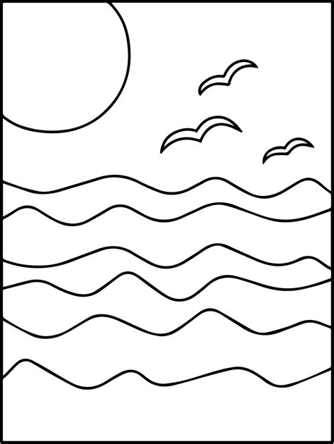 Printable under the sea coloring page: cool Sea Wave Coloring Page | Coloring pages