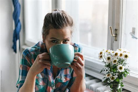 Woman Drinking Coffee By Stocksy Contributor Marija Kovac Stocksy