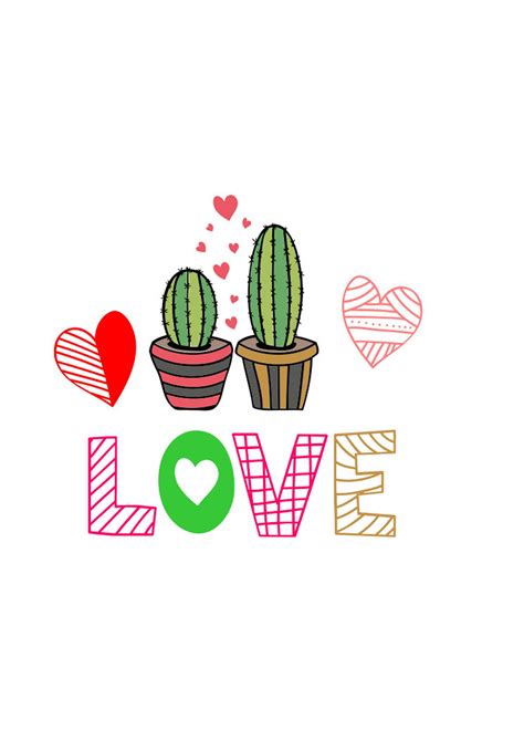 Cactus Valentine Love Cactus Png Svg Cut File Etsy