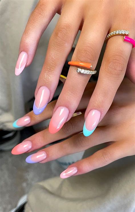 Summer Nail Art Ideas To Rock In 2021 Pastel French Tip Almond Shaped