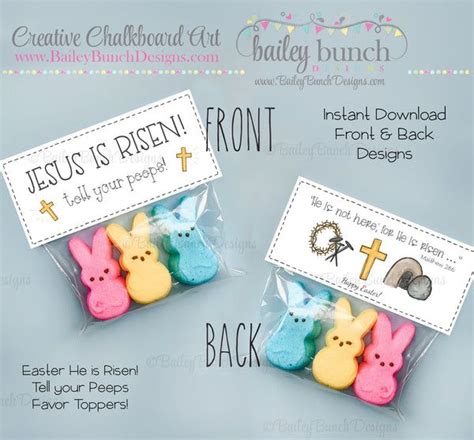 Easter He Is Risen Tell Your Peeps Easter Treat Bag Toppers