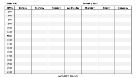 Free Blank Printable Weekly Calendar 2019 Template In Pdf