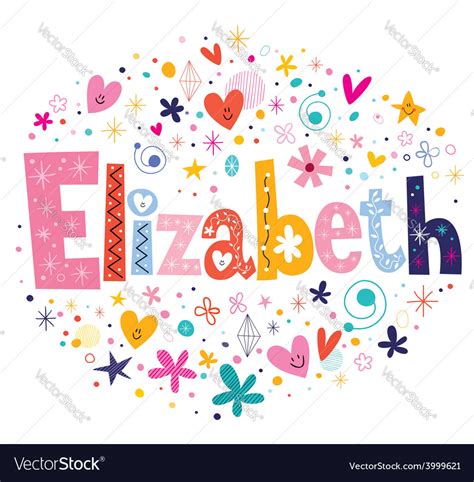 Elizabeth Female Name Decorative Lettering Type Vector Image