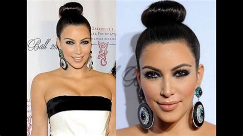 Hairstyle Kim Kardashian High Bun Top Knot Hairstyle