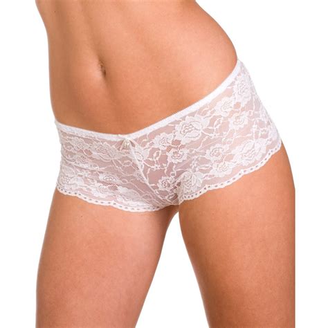 Ladies Camille White Lace Lingerie Womens Bow French Knickers Briefs
