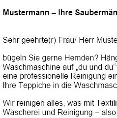 Die vorlage | die vorlagen. Werbebrief - Reinigungsservice (Kaltakquise) | vorlagen.de