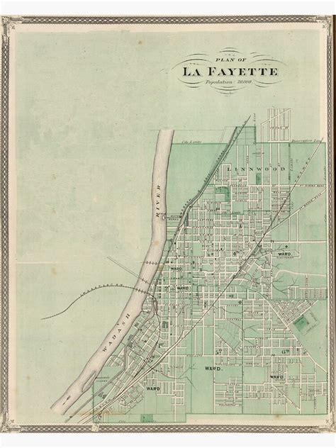 Vintage Map Of Lafayette Indiana 1876 Sticker For Sale By