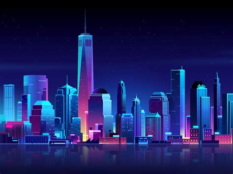 1024x768 New York Buildings City Night Minimalism Wallpaper1024x768