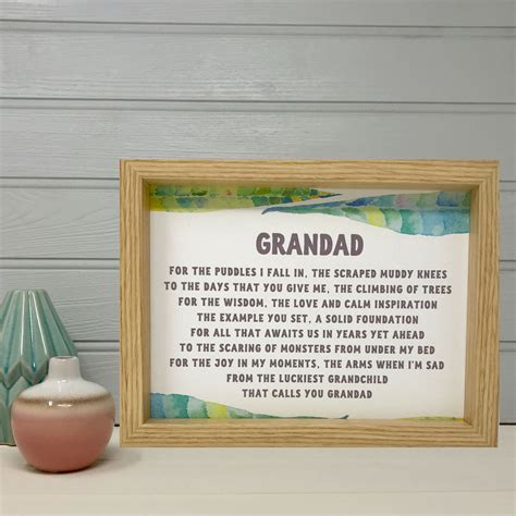 Loving Grandad Personalised Grandfather Framed Poem Visual Arts Photography