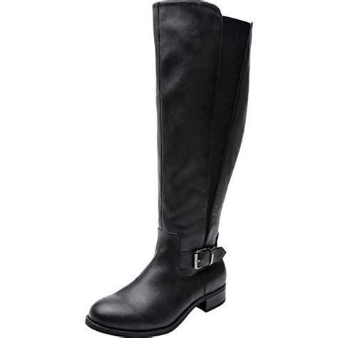 luoika women s wide width knee high riding boots low heel stretchy elastic band
