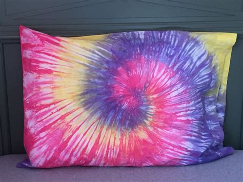 Spiral Tie Dyed Pillowcase Hot Pink Lavender And Yellow Etsy Hot