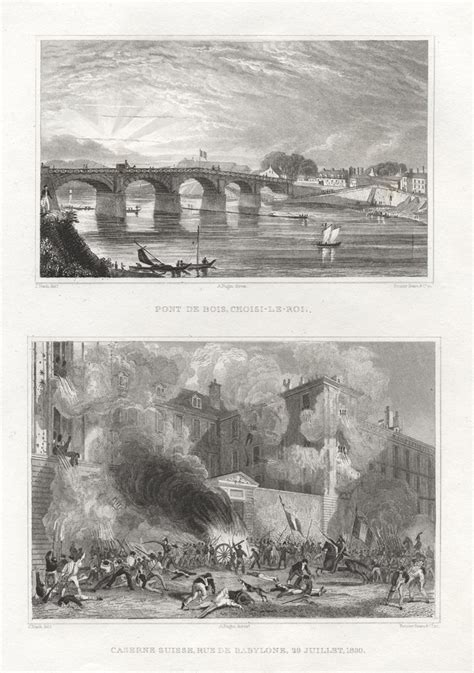 Old And Antique Prints And Maps Paris Pont De Bois And Riot In 1830 1840 France Antique Prints