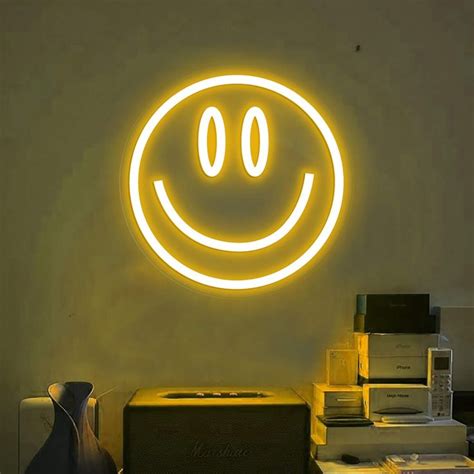 Neon Smiley Faces Emoji Sign Aesthetic Led Light Led Light Aesthetic