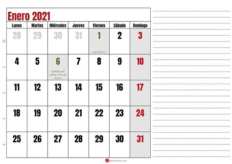 Calendario Notas Enero 2021 Calendario Enero Calendario Calendario