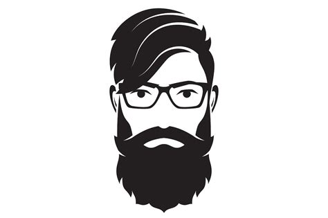 Bearded Men Face Hipster Character Vector Illustration By Rikkyal On