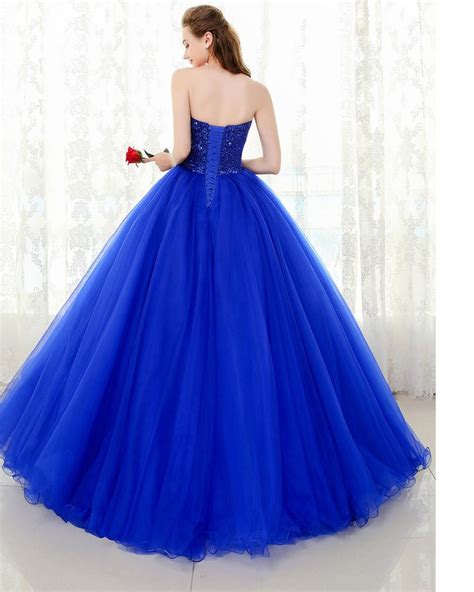 Royal Blue Sweetheart Beading Ball Gown Prom Dress Corset Formal Wear Siaoryne