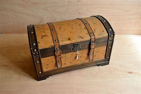 Antique Style Storage Chest Retro Treasure Trunk In Wood And Etsy