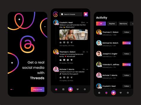 Threads App Dark Ui Kits Uplabs