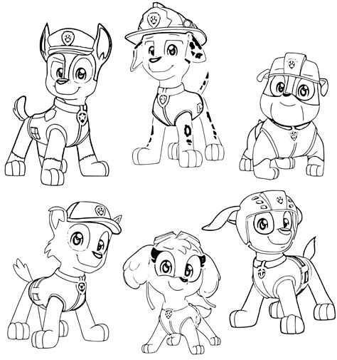 Pups Of Paw Patrol Outline Coloring Page Paw Patrol 538