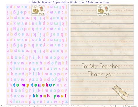 Bnute Productions Free Printable Teacher Appreciation Cards