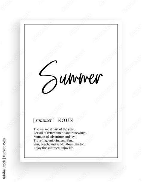 Summer Definition Vector Minimalist Poster Design Wall Decals