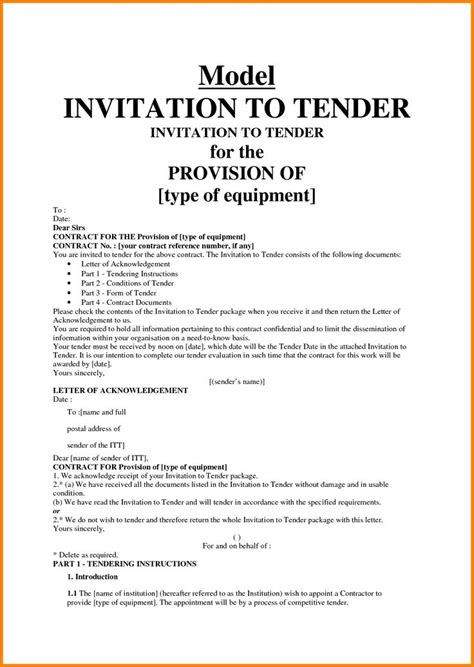 Image Result For Tender Templates Examples Simple Invitation