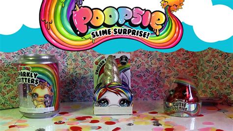 Unboxing 3 Slimes Poopsie Sparkly Critters Unicorn Cruch Cutie