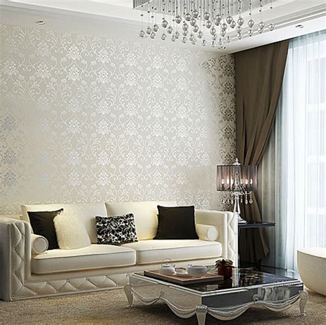 Silver Wallpaper For Living Room In 2022 Damask Wallpaper Living Room