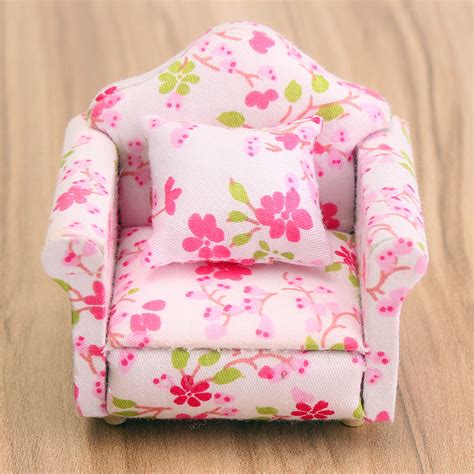 Tub chair pink and green accent chairs armchair floral furniture home decor upholstered chairs sofa chair. 1:12 Dollhouse Miniature Pink Floral Armchair Single Sofa ...